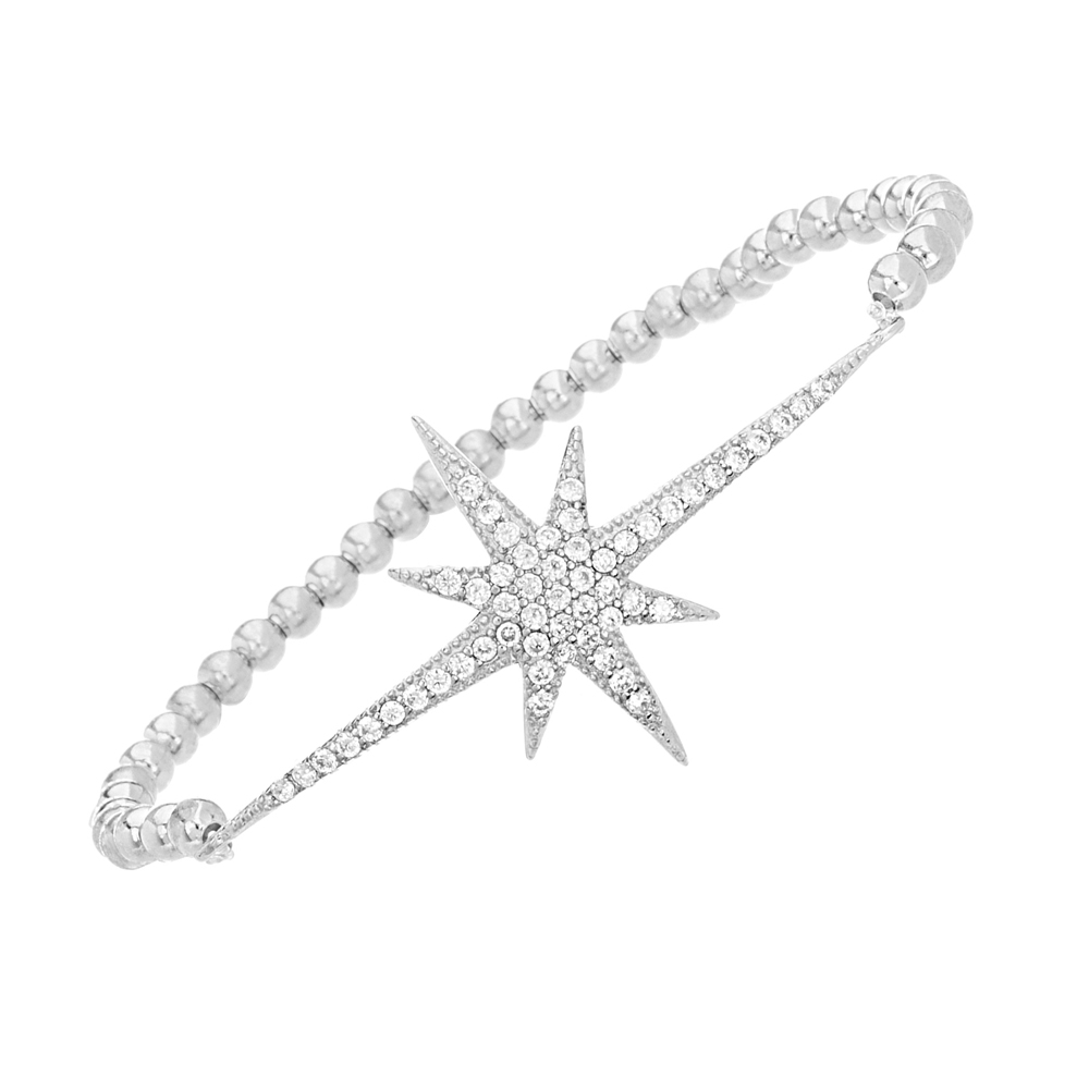 Pulsera bolitas elastizada con estrella pavee central