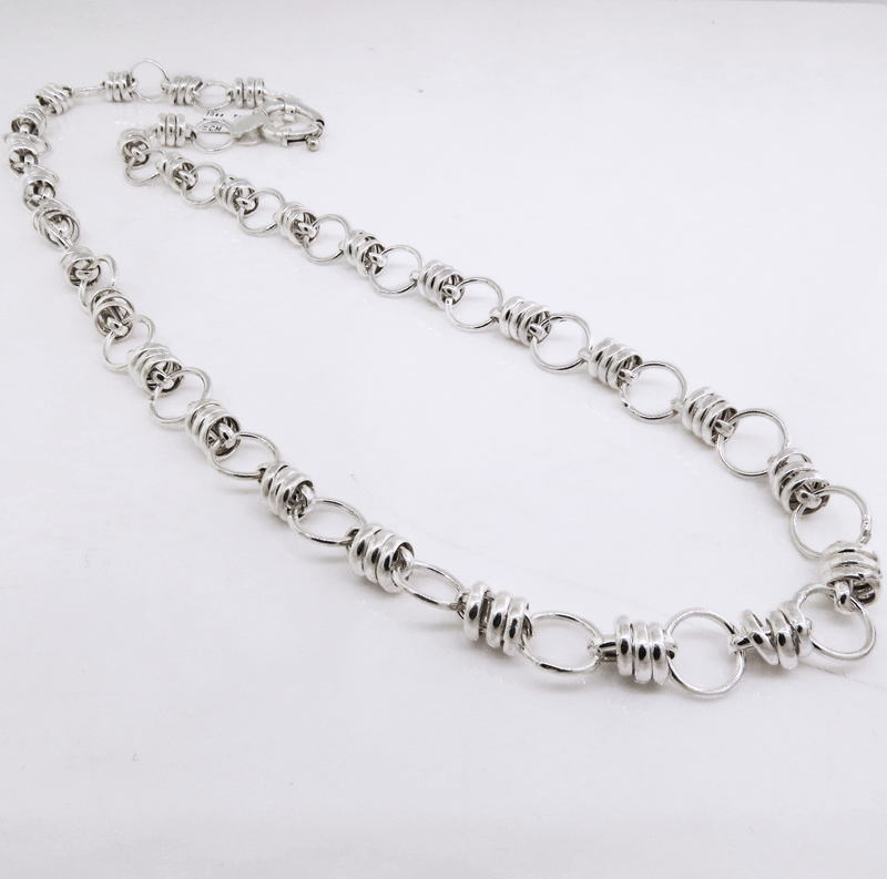 Gargantilla 3 argollitas y arandelas ( precio x 40 cm )