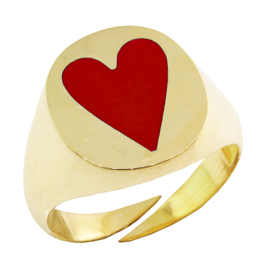 Anillo amarillo con corazon rojo