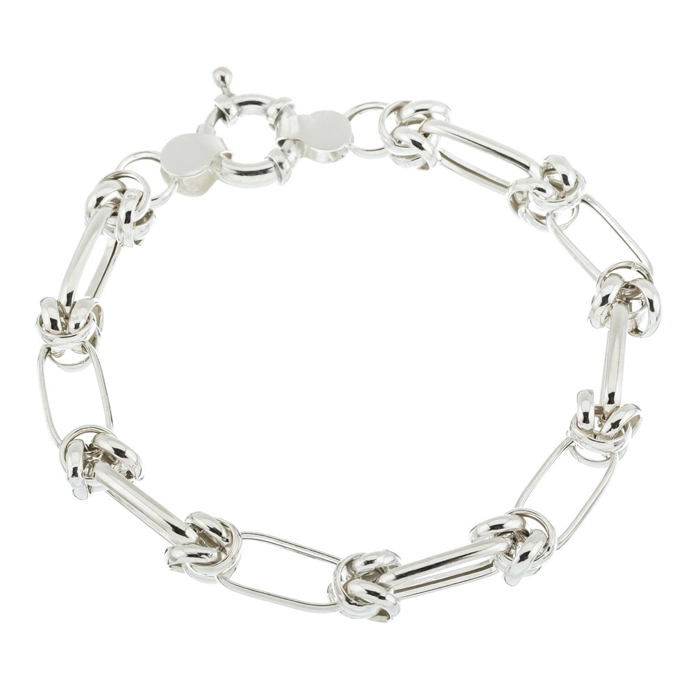 Pulsera punto peruano y eslabones ovalados