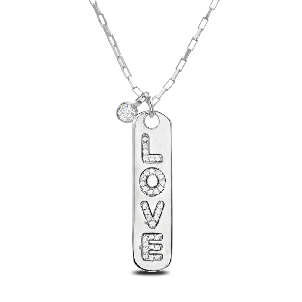 Conjunto barrita Love con piedra, blanco