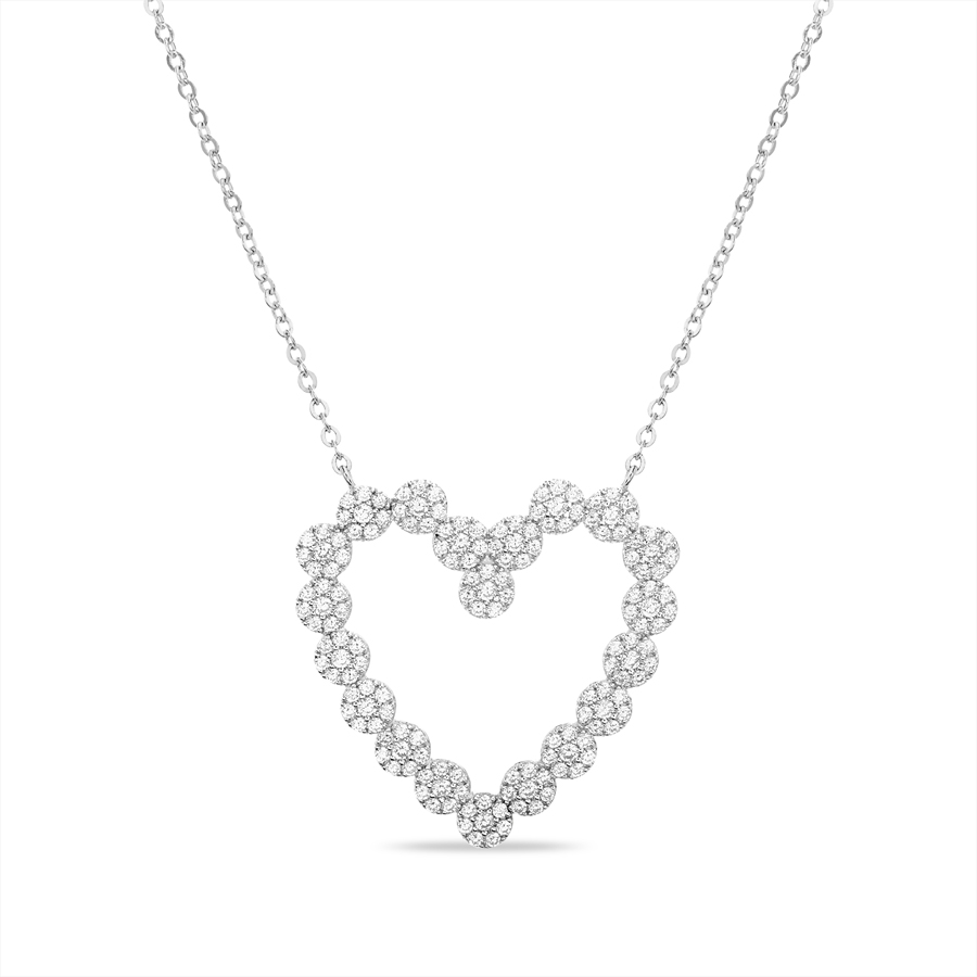 Conjunto Corazon contorno piedras blancas