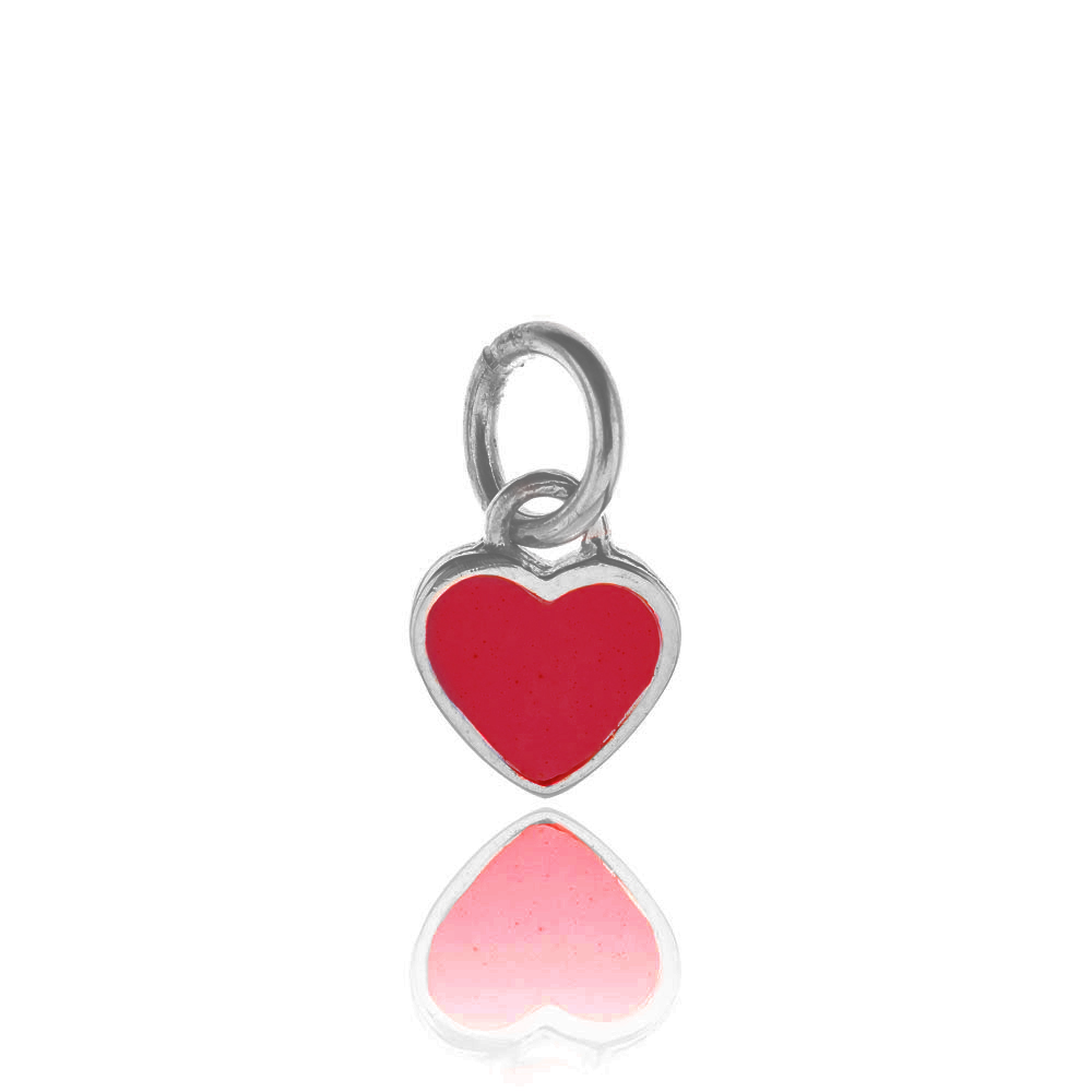 Colgante corazon chico 10 x 11 , esmaltado rojo