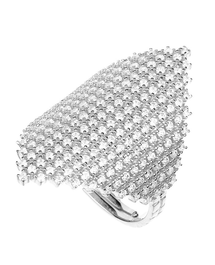 Anillo Rombo , piedras, ajustable, abierto, blanco