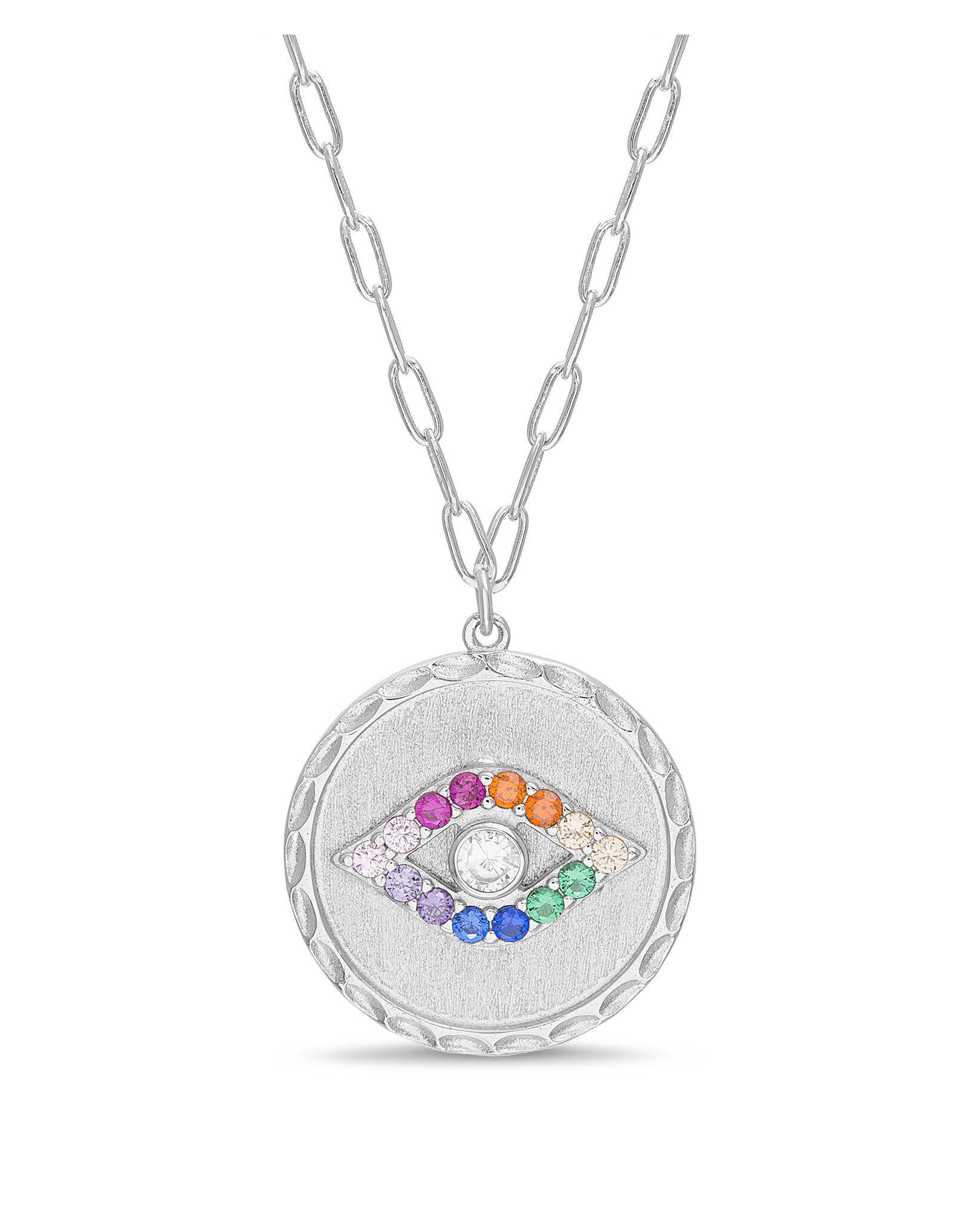 Conjunto medalla con ojito multicolor