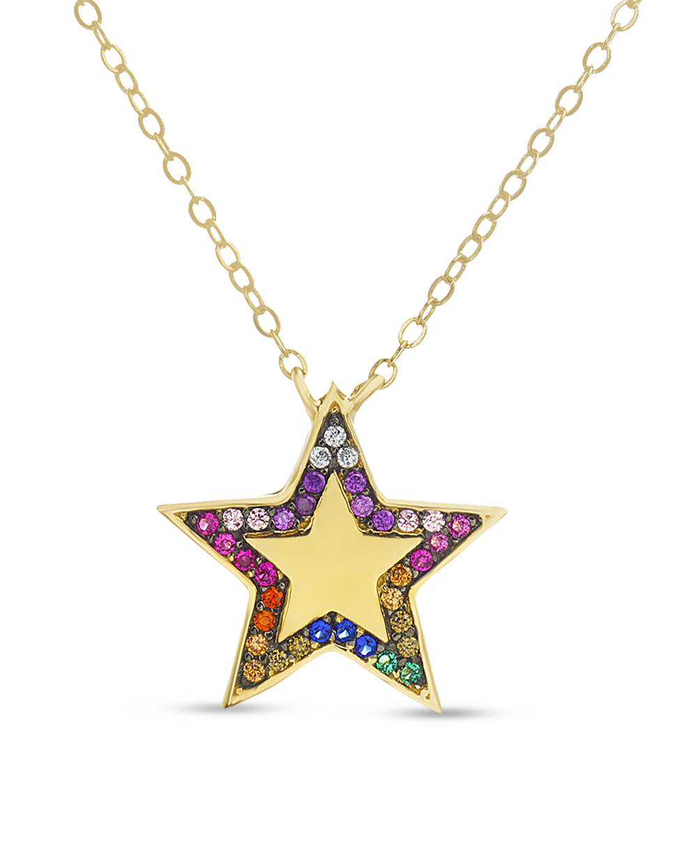 Conjunto estrella amarilla con piedras multicolor