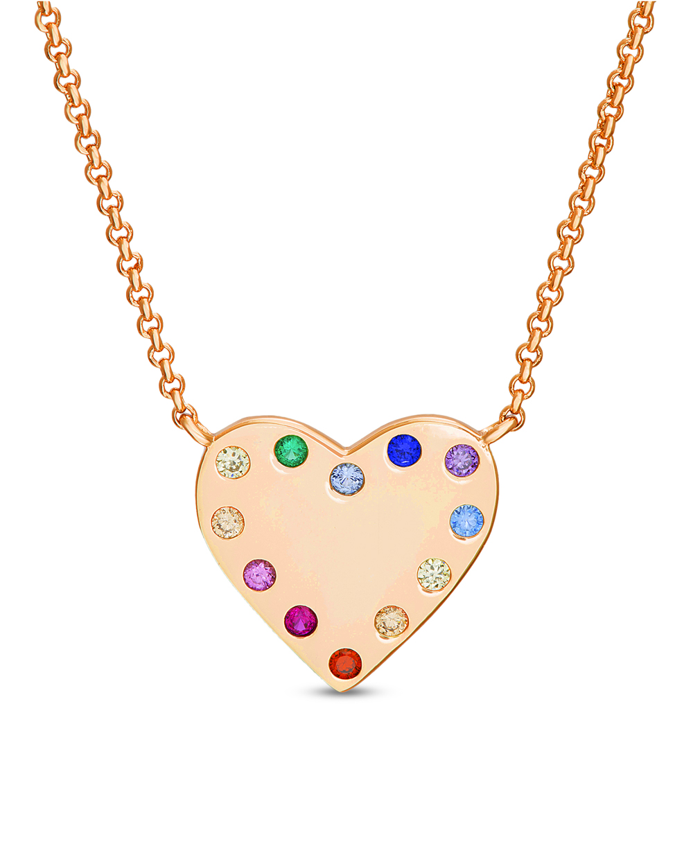 Conjunto corazon rose con piedras multicolor