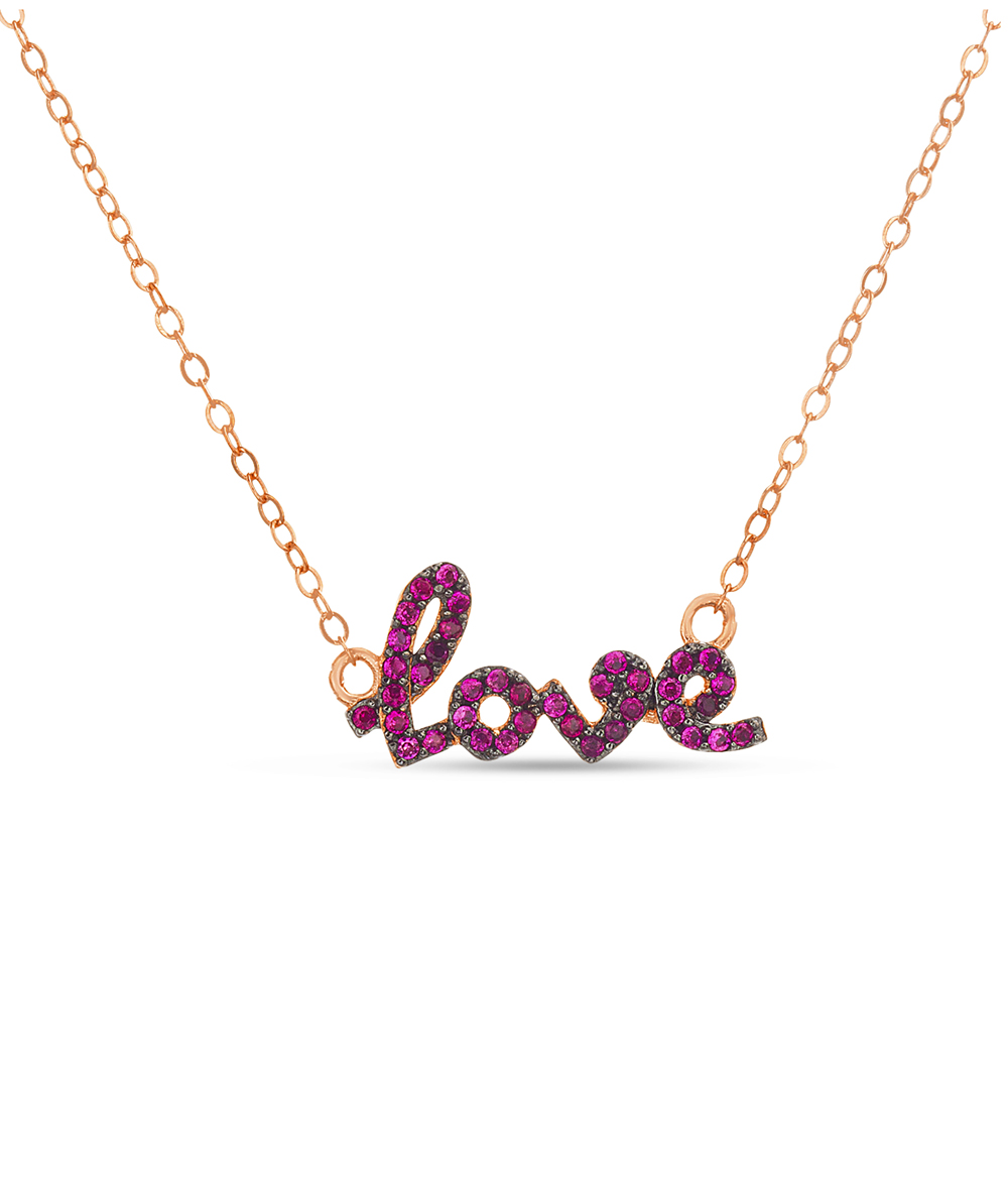 Conjunto love rosado, rodio negro,  piedras rosadas