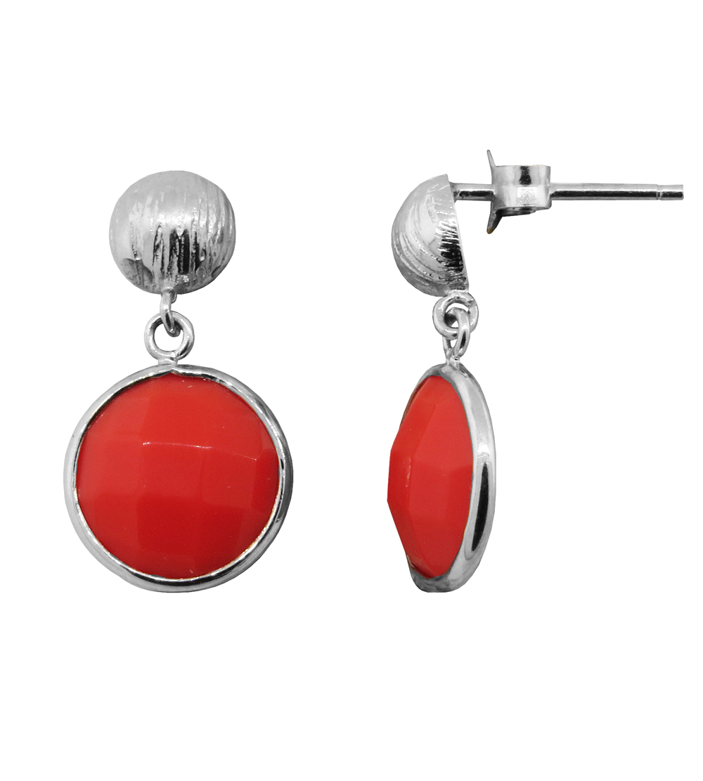 Par aros redondos piedra coral