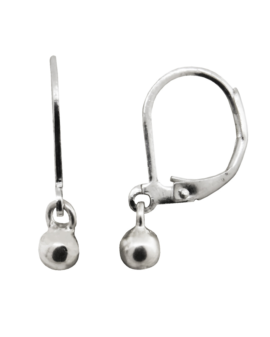 Par aros brisura bolita de plata colgante, 4 mm