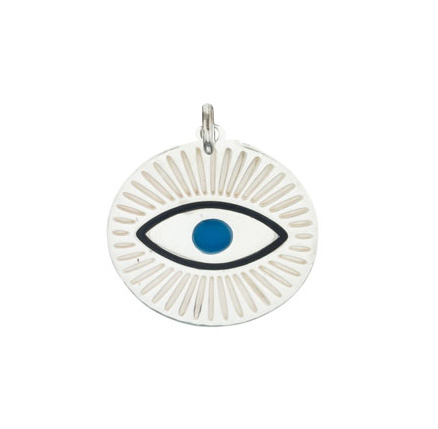 Colgante ojito con esmalte. 1,9 cm diametro