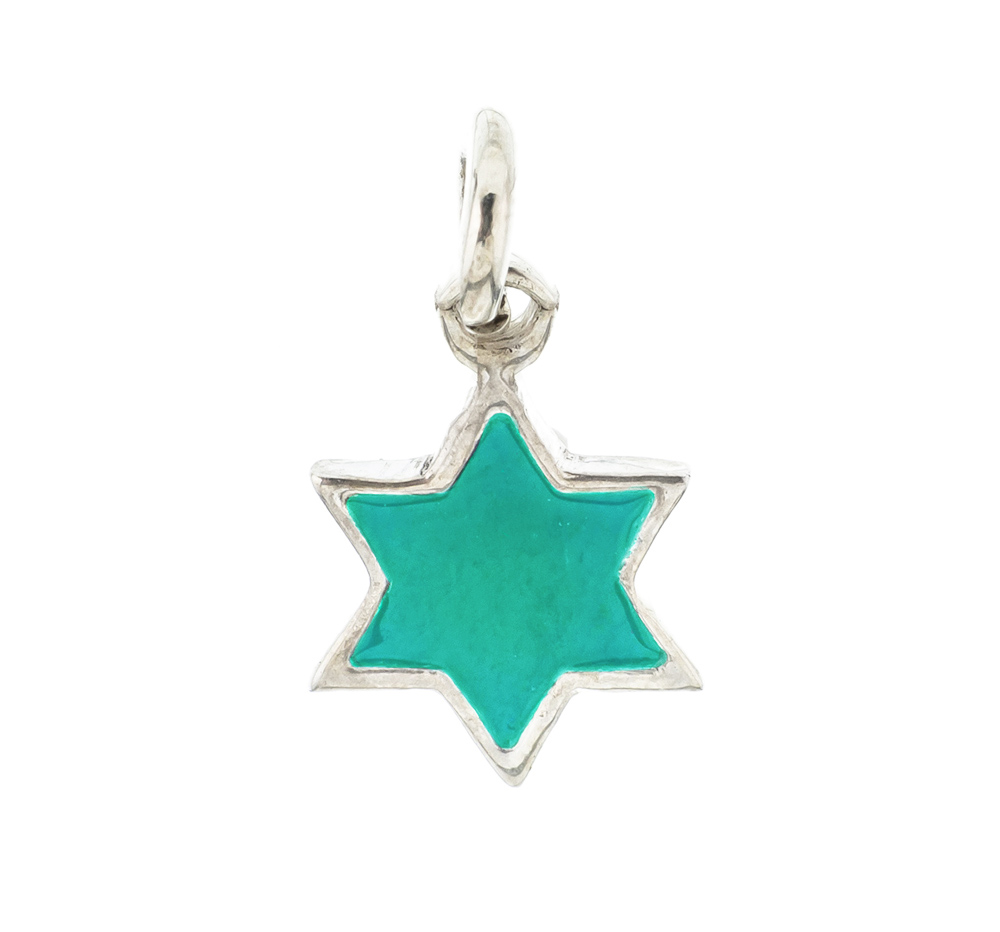 Colgante estrella de david con esmalte turquesa