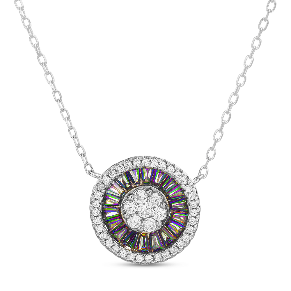 Conjunto circulo piedras baguette tornasoladas