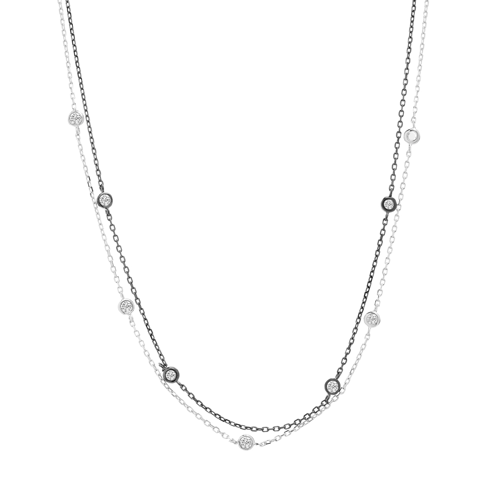 Conjunto doble con piedras y rodio negro