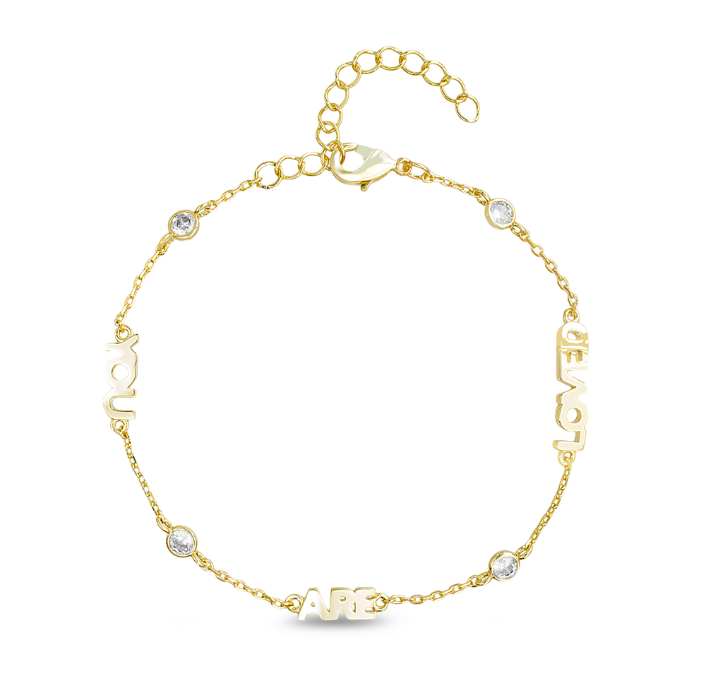 Pulsera you are loved amarilla con piedras