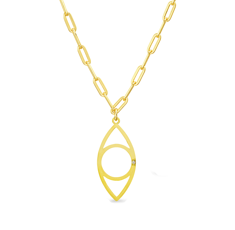 Conjunto ojito, amarillo, con una piedra