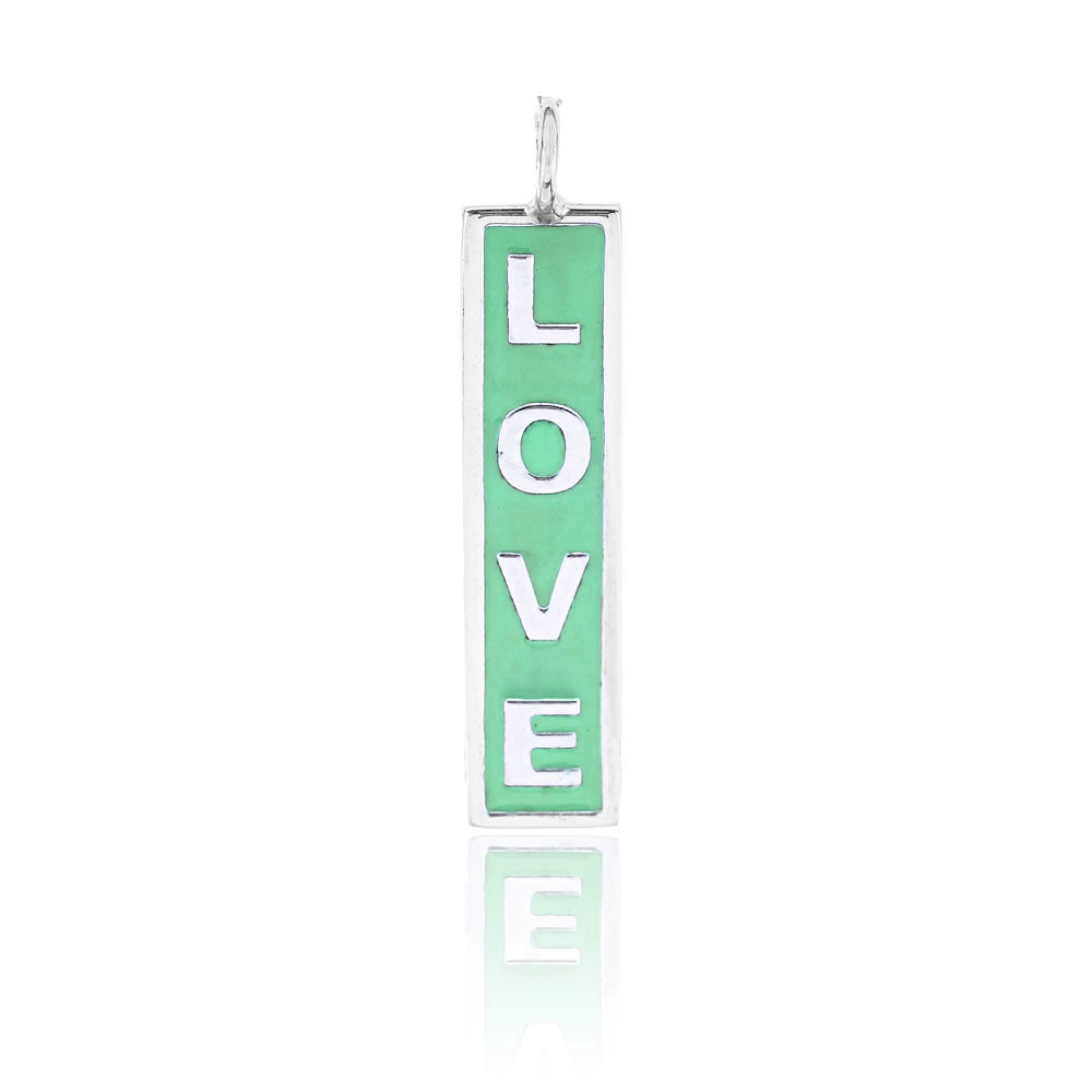 Dije barrita " Love " esmalte verde