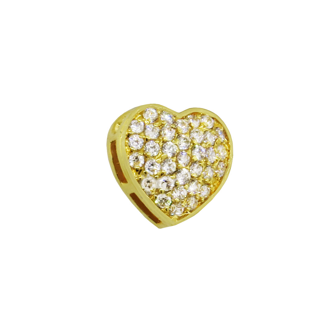 Colgante corazon pavee amarillo, pasante 
