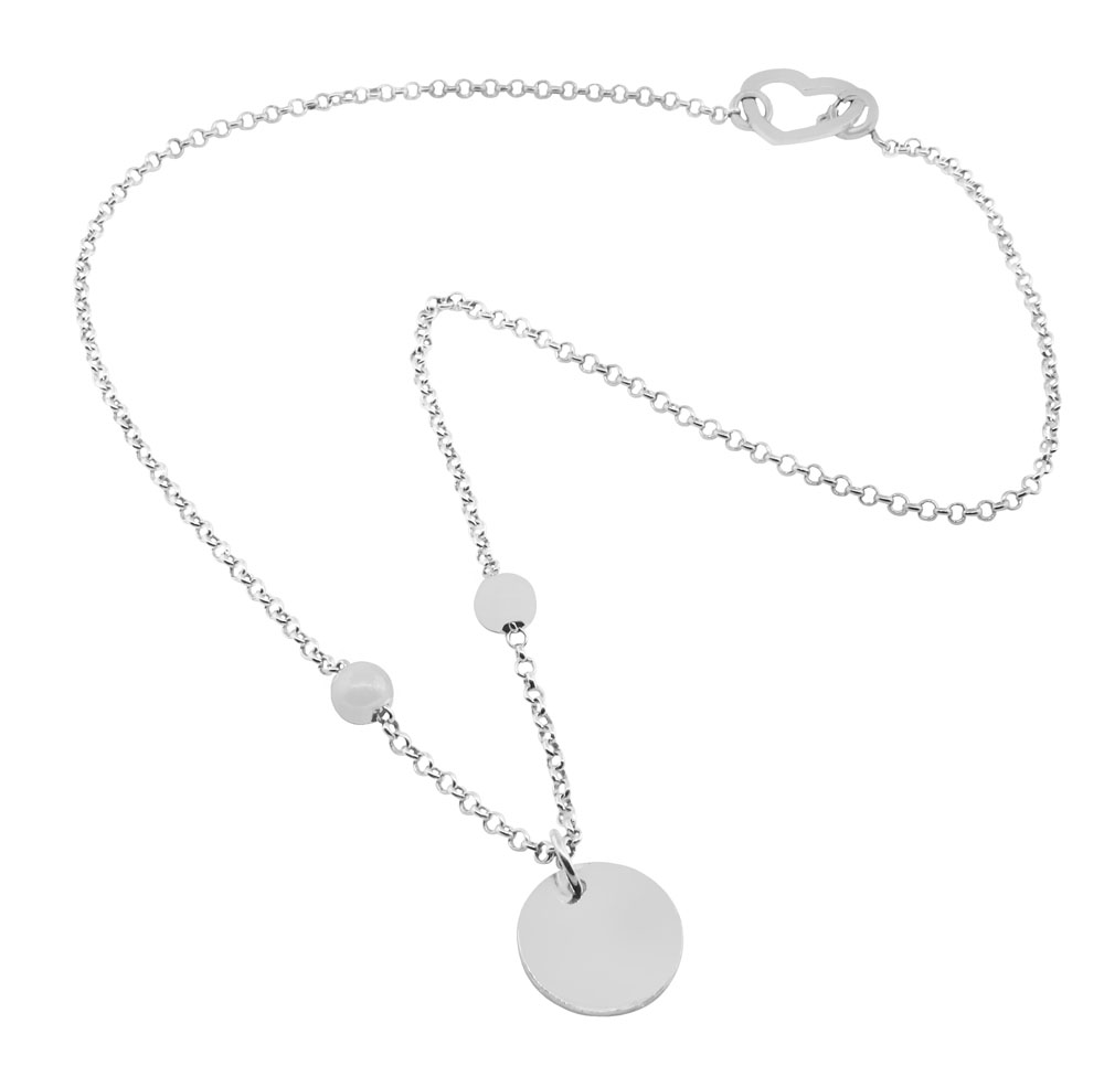 Conjunto medallita, corazon, con bolitas