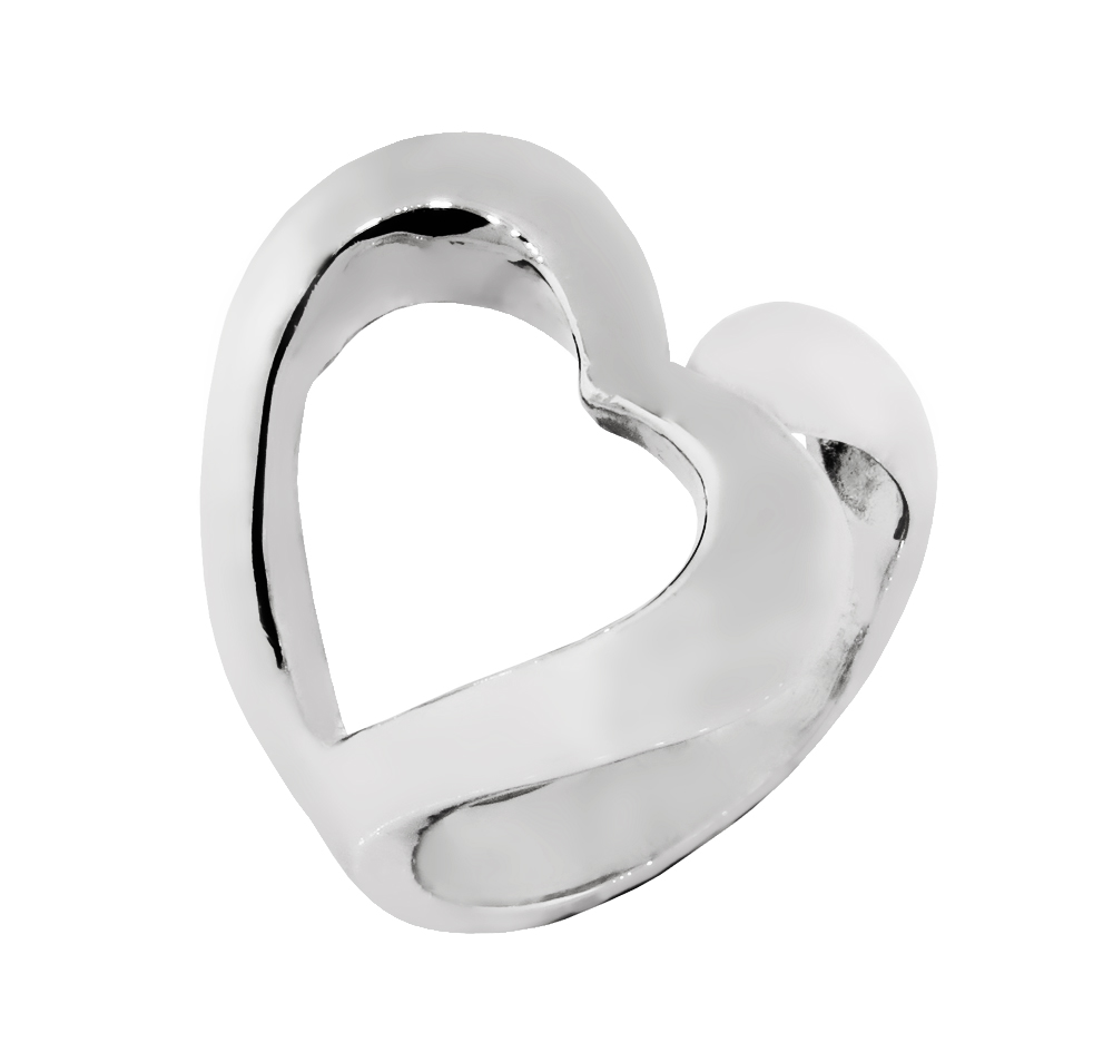 Anillo corazon grande abierto platabella