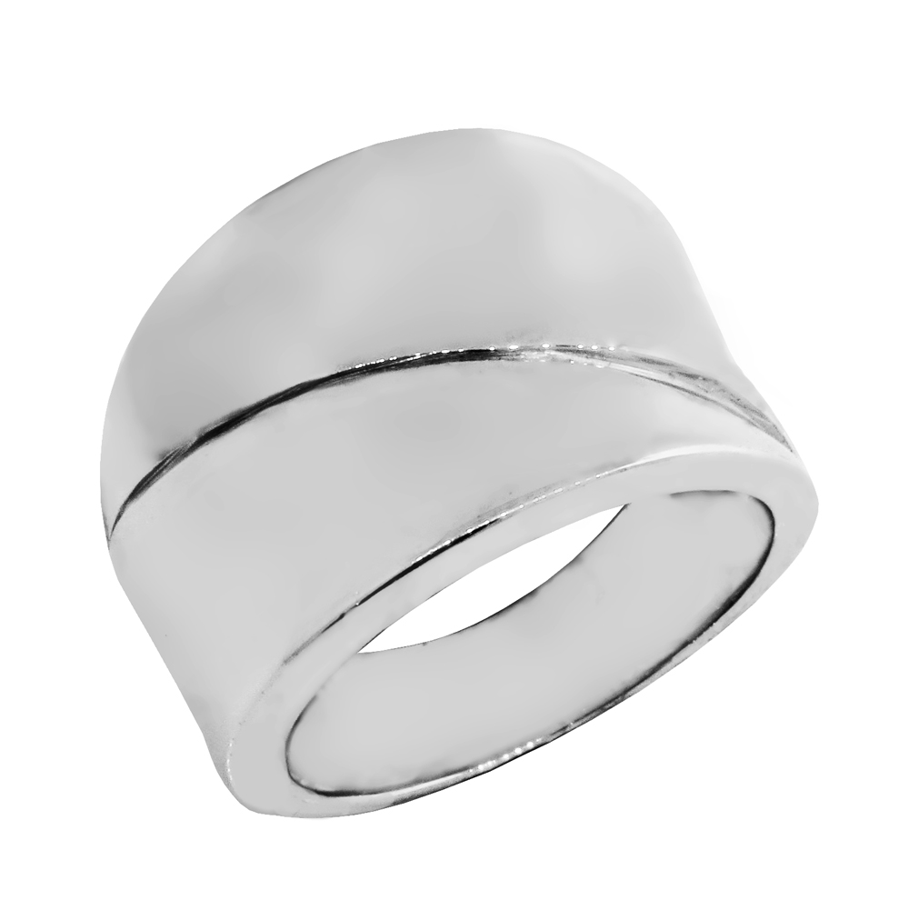 Anillo bombe hundido con corte , pulido, platabella