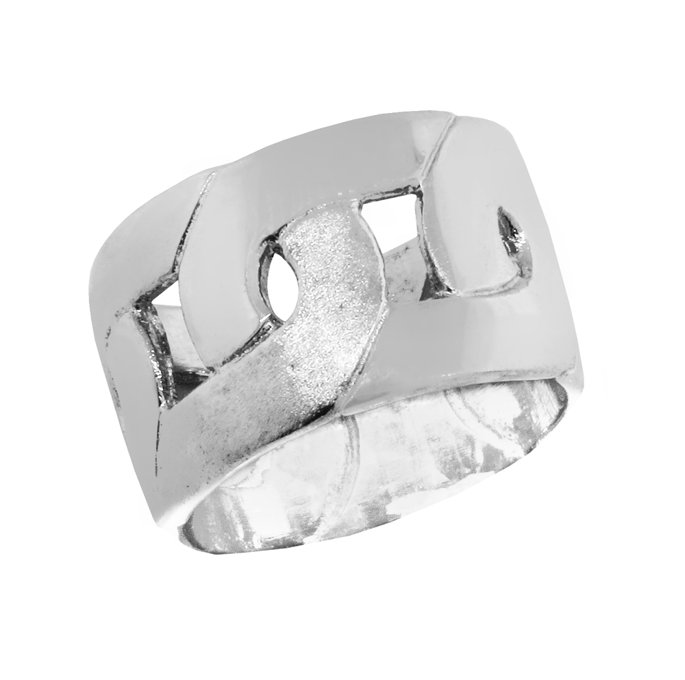 Anillo trenza jala grande, partes satinadas, platabella