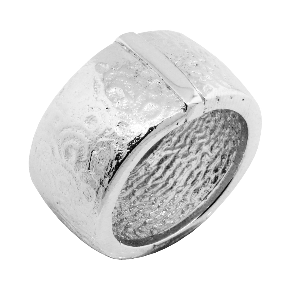 Anillo cinta bombe repujado circulos, platabella