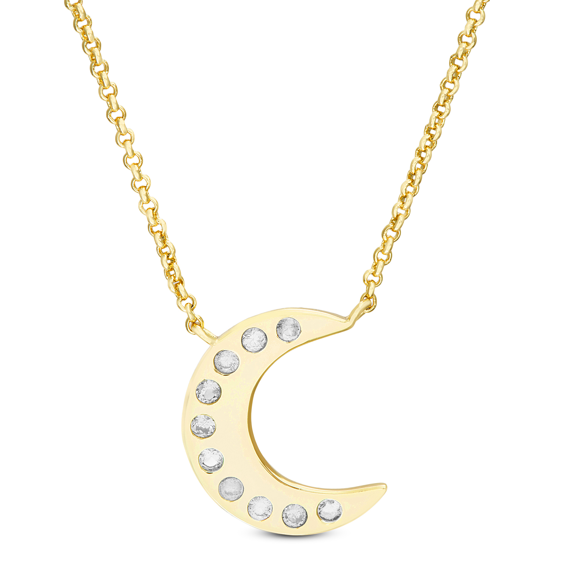 Conjunto luna amarilla con piedras blancas
