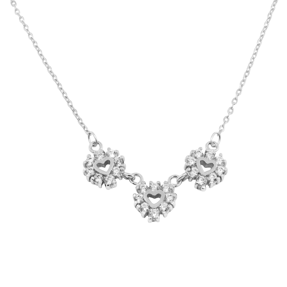 Conjunto tres corazones piedras blancas