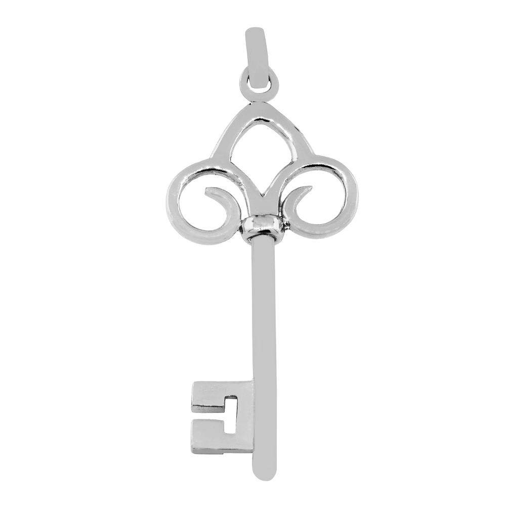 Colgante llave grande blanca . 5,6 cm largo total