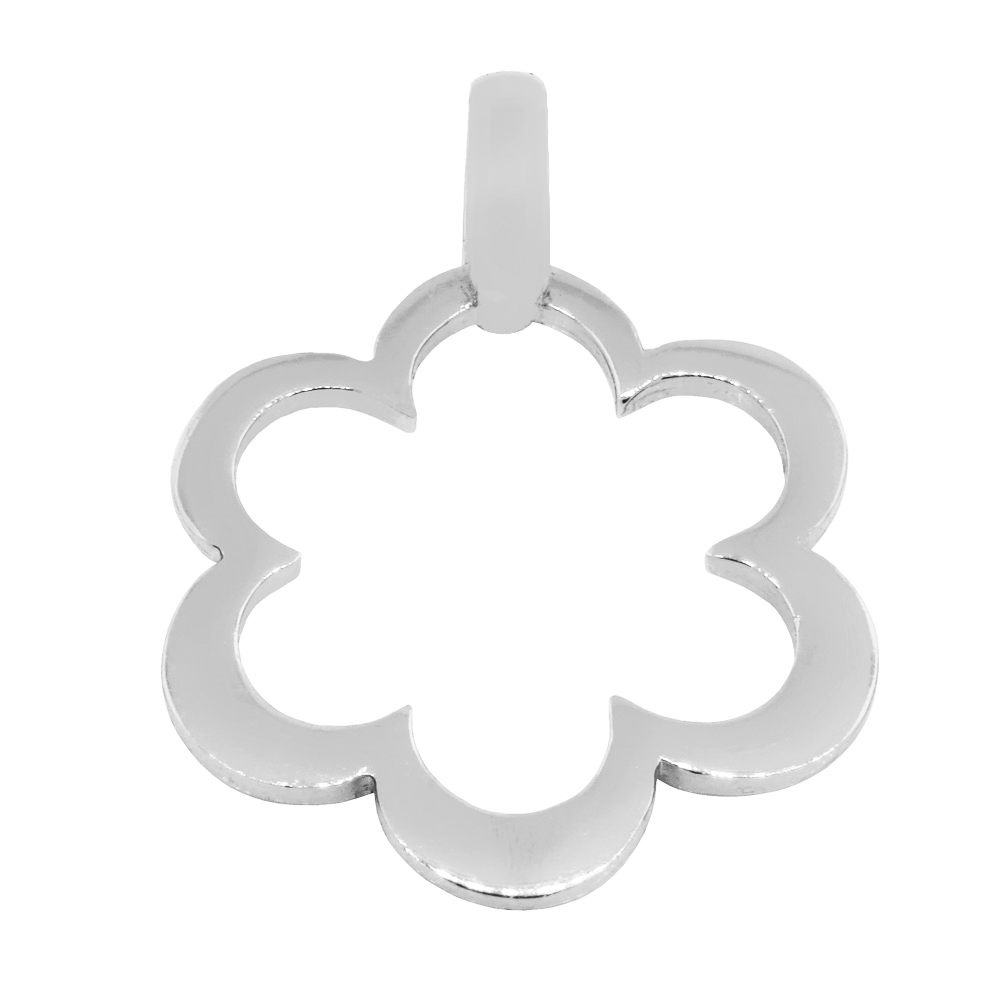 Colgante dolce vita flor, blanco. 4 cm total