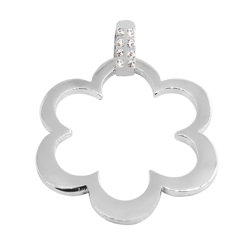 Colgante Dolce vita flor con piedra, blanco. 4 cm total