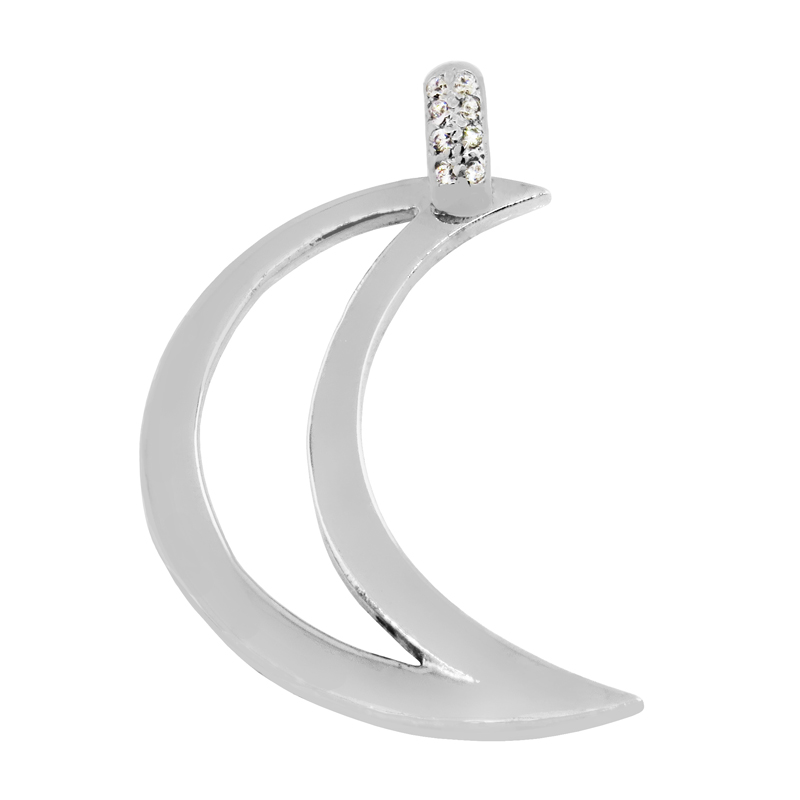 Colgante dolce vita luna con piedras, blanco. 4 cm 