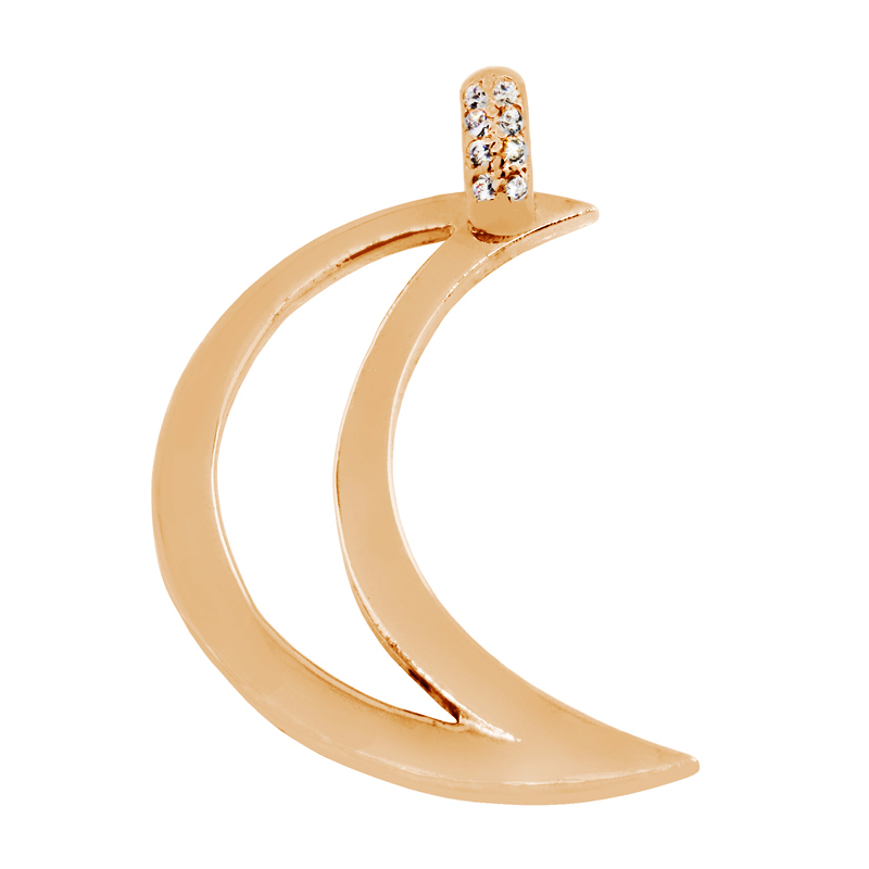 Colgante dolce vita luna con piedras, rosado. 4 cm