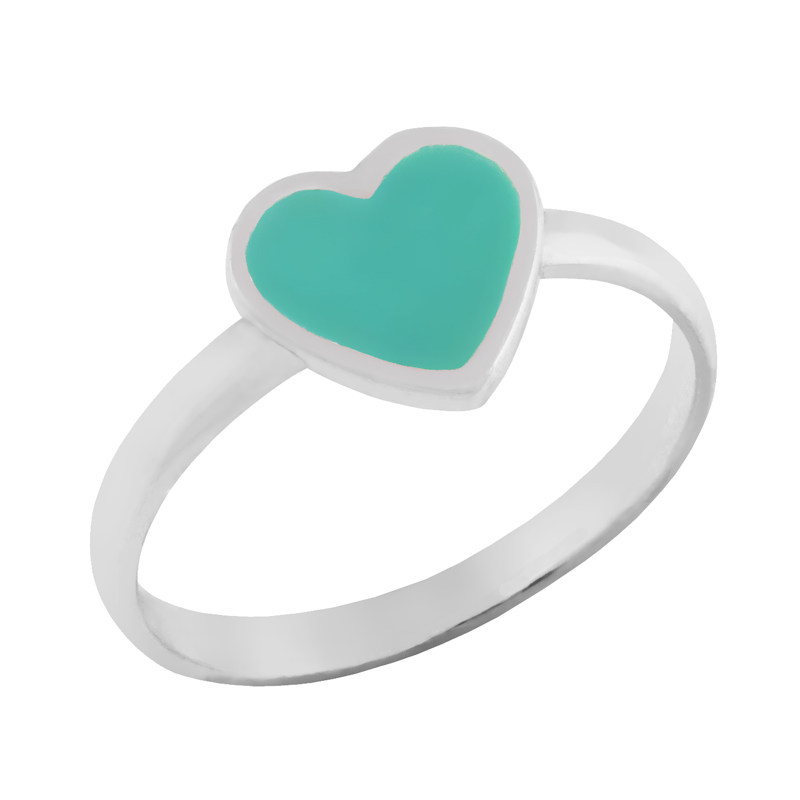 Anillo corazon esmaltado turquesa