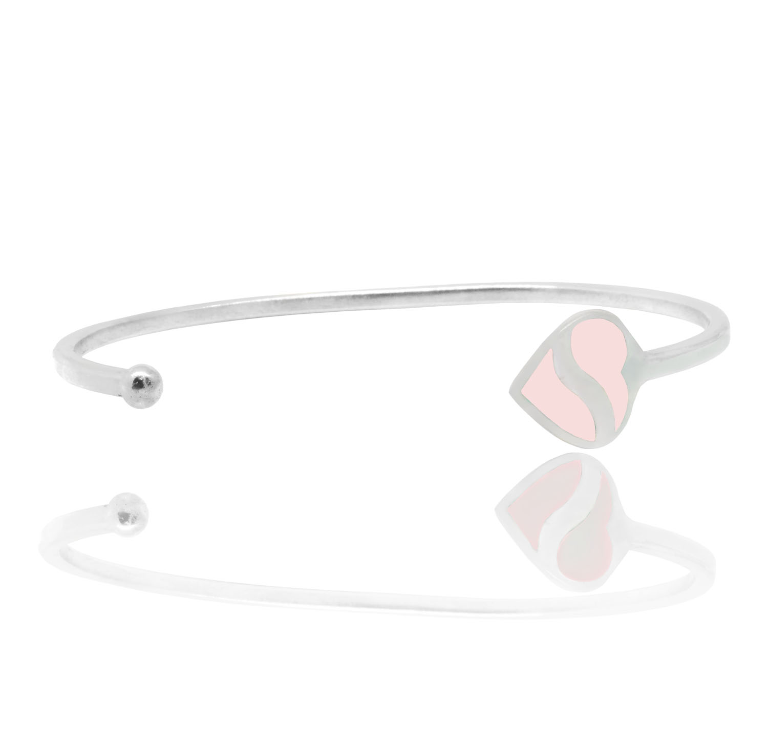 Esclava corazon esmaltada rosa, tamaño niña 5,2 cm