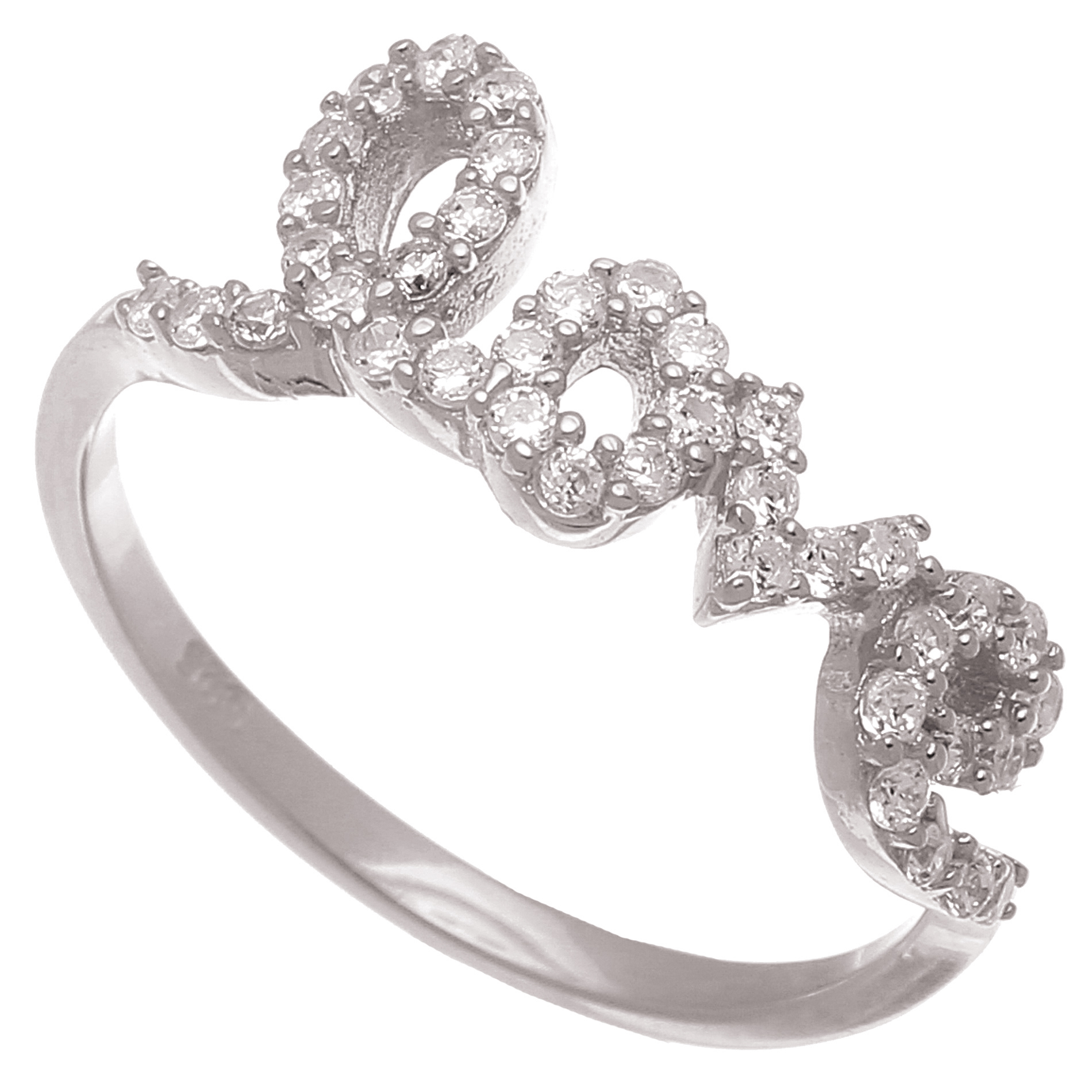 Anillo love piedras blancas