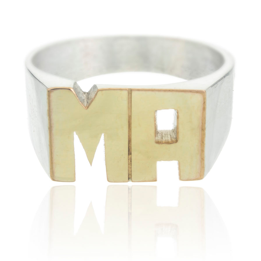 Anillo sello rectangulo grande double 1 x 1, 4 cm 