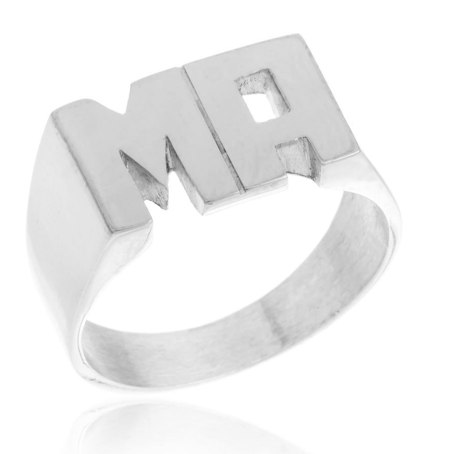 Anillo sello rectangulo grande. 1 x 1,4 cm