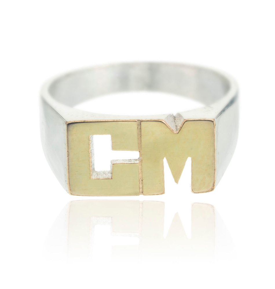 Anillo sello rectangulo mediano double . 0,8 x 1,4 cm 