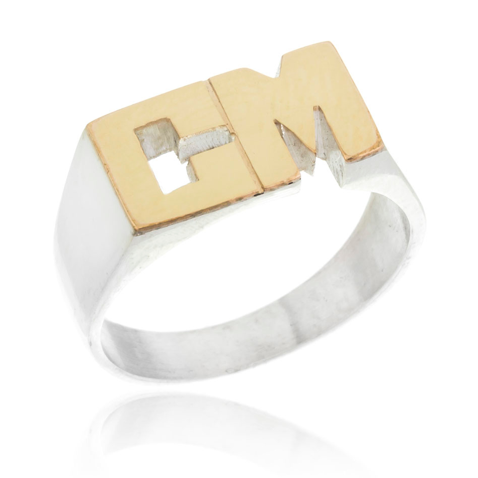 Anillo sello rectangulo mediano double . 0,8 x 1,4 cm 