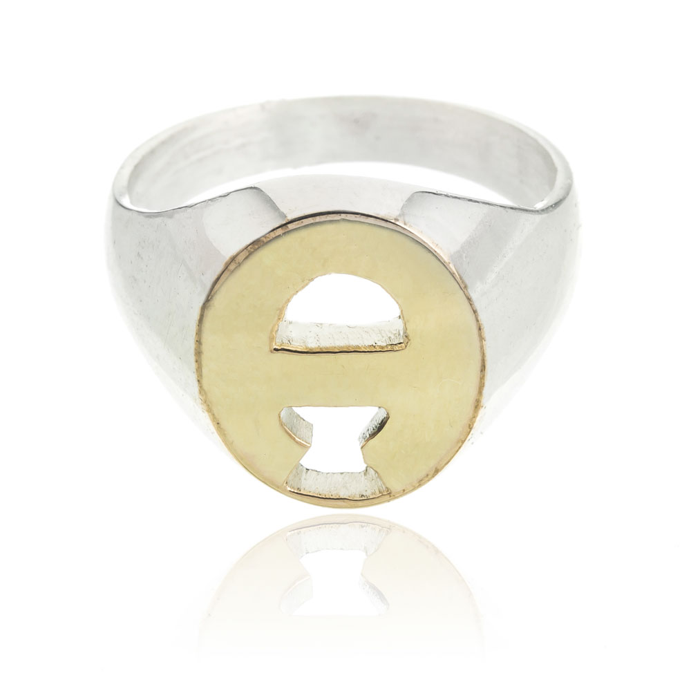 Anillo sello ovalo mediano double. 1,4 x 1,1 cm