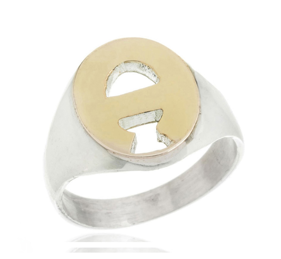 Anillo sello ovalo mediano double. 1,4 x 1,1 cm