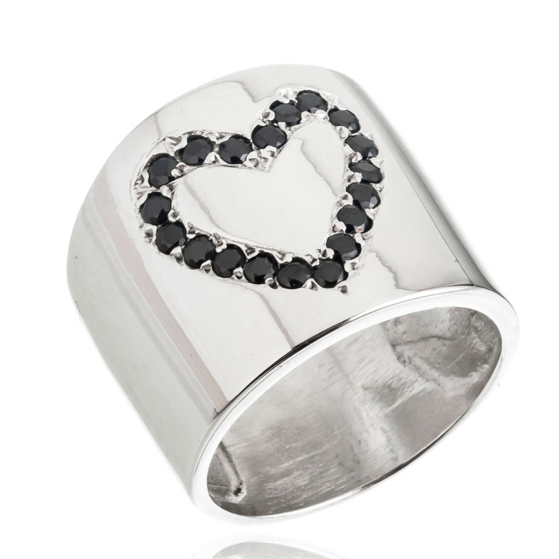 Anillo peter corazon cubic negro
