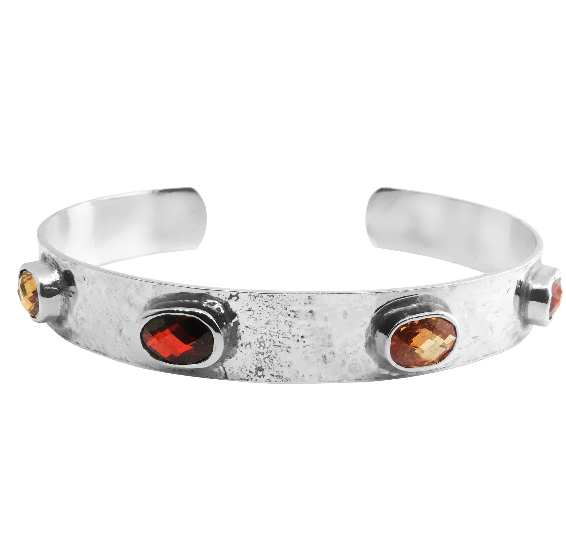 Pulsera esclava , martillada, 4 piedras