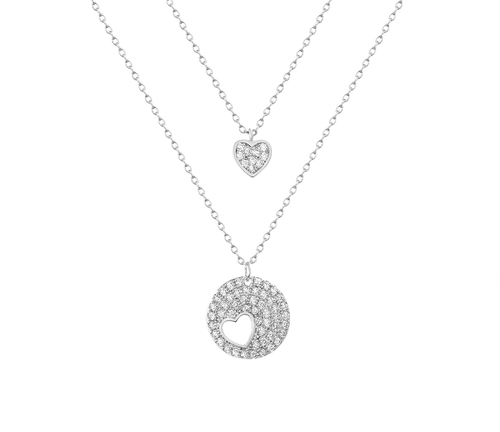 Conjunto doble, corazon y circulo pavee calado 