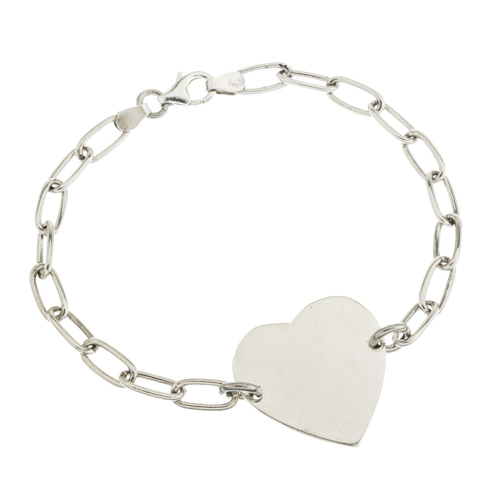 Pulsera eslabonada con corazon en el centro