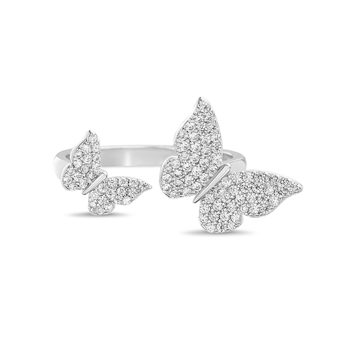 Anillo doble mariposa pavee, abierto 