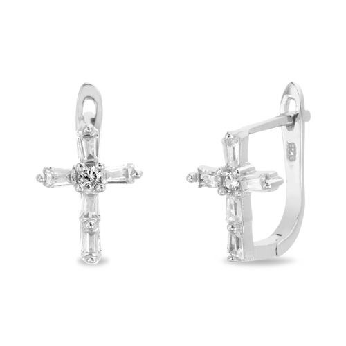 Par aros cruz, piedras baguettes
