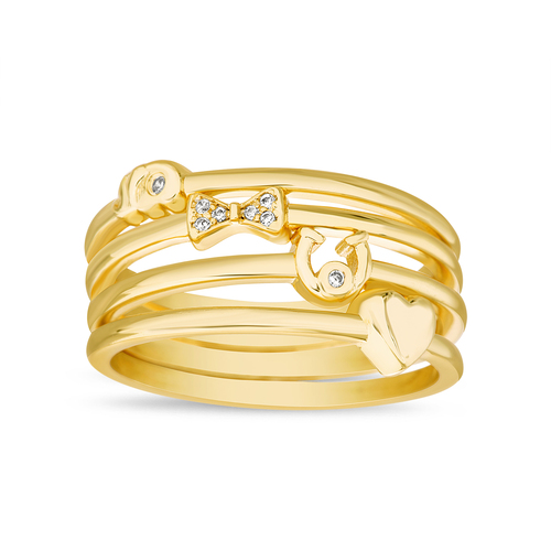 Anillo cuadruple , moño, corazon,herradura y elefante